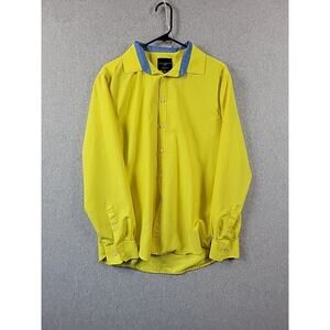 Calabrum London Modern Fit Yellow Long Sleeve Button Up Shirt Mens Large 16 16.5